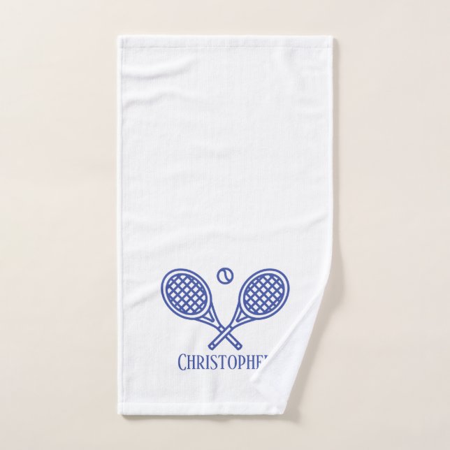 Tennis Theme Monogrammed Name Tennis Ball Hand Towel (Hand Towel)