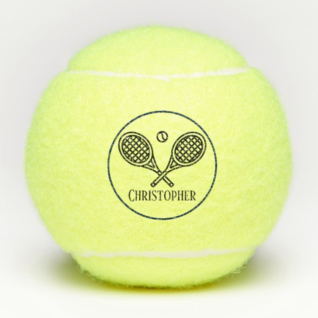 Tennis Theme Monogrammed Name Tennis Balls (Front)