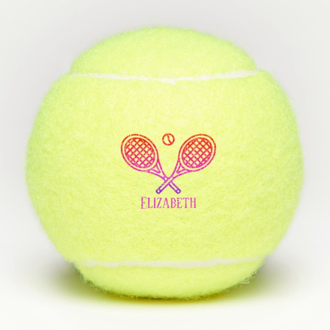 Tennis Theme Monogrammed Name Tennis Balls (Front)