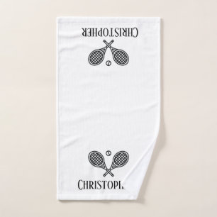 Tennis Theme Monogrammed Name Tennis Balls Hand Towel