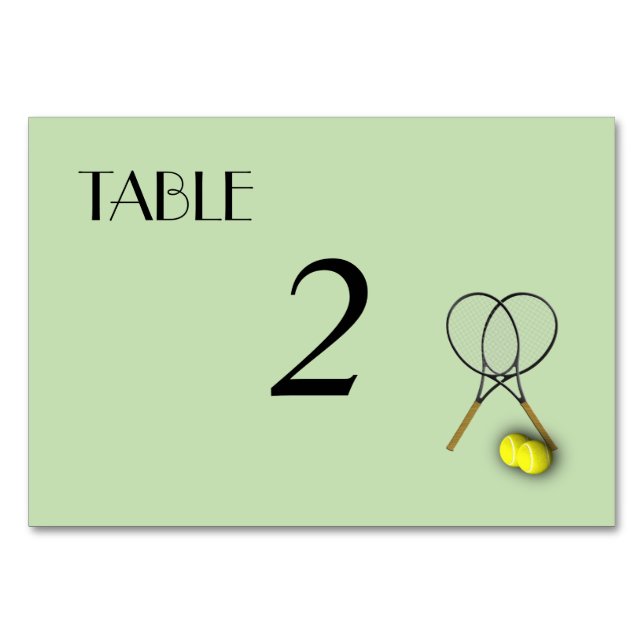 Tennis Theme Table Number Placecards (Front)