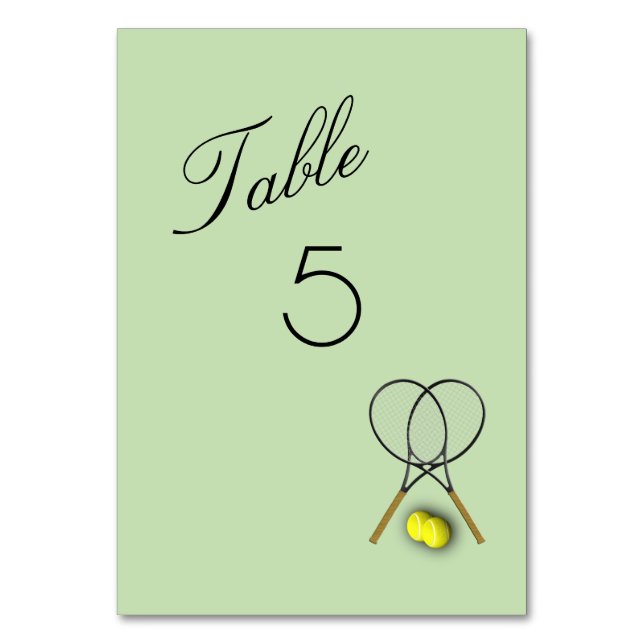 Tennis Theme Table Number Placecards (Front)