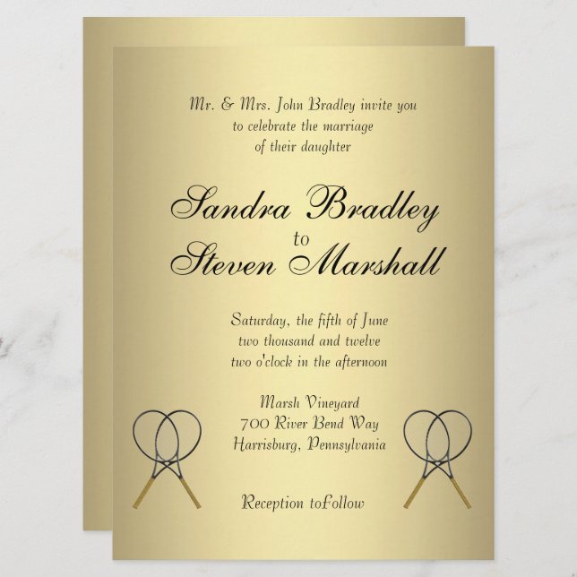 Tennis Theme Wedding Invitations (Front/Back)