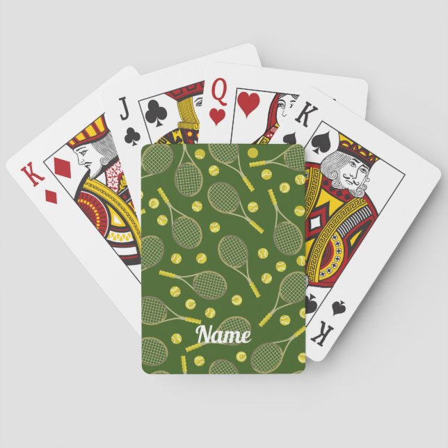 Tennis  theme with racket and ball with name playing cards (Back)