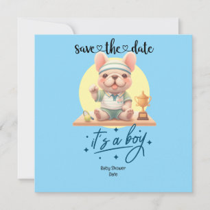 Tennis-Themed Baby Shower Invitation – Blue & Fun