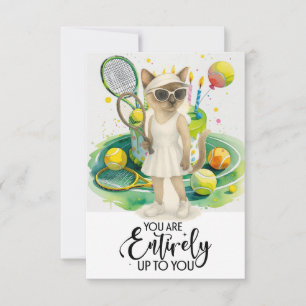 Tennis themed for Siamese Cat lovers Thank You Card
