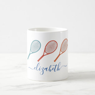 Tennis Themed Monogram Name Coffee Mug