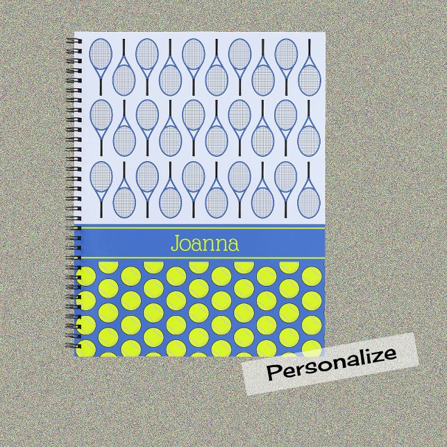 Tennis themed pattern custom name notebook (Creator Uploaded)