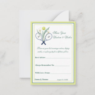 Tennis Themed Tenniscore Wedding Green Lime Color Advice Card