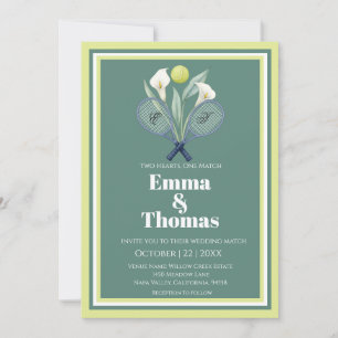 Tennis Themed Tenniscore Wedding Green Lime Colour Invitation