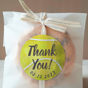Tennis Themed Thank You Classic Round Sticker