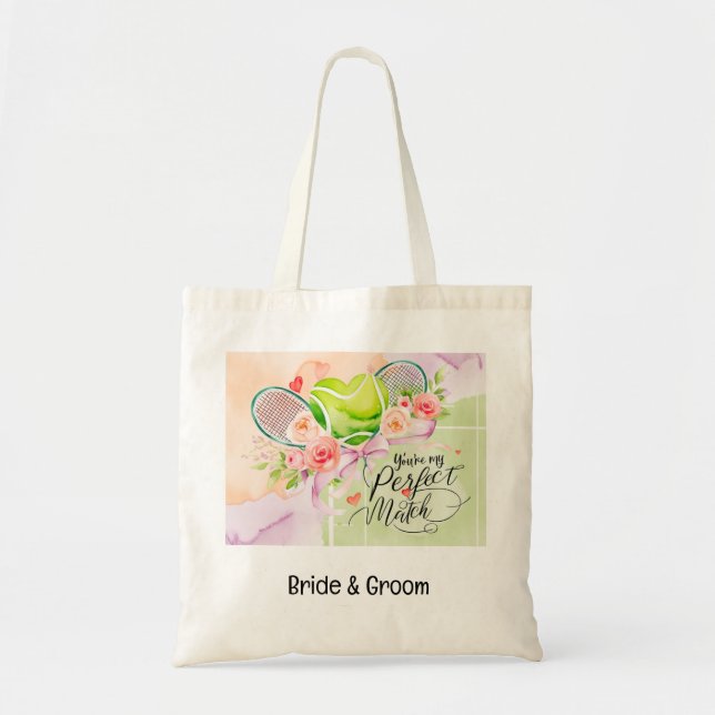 Tennis-Themed Wedding Bachelorette Bride Tote Bag  (Front)