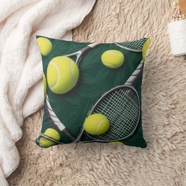 Tennis Themed with ball and racket  Cushion (Blanket)