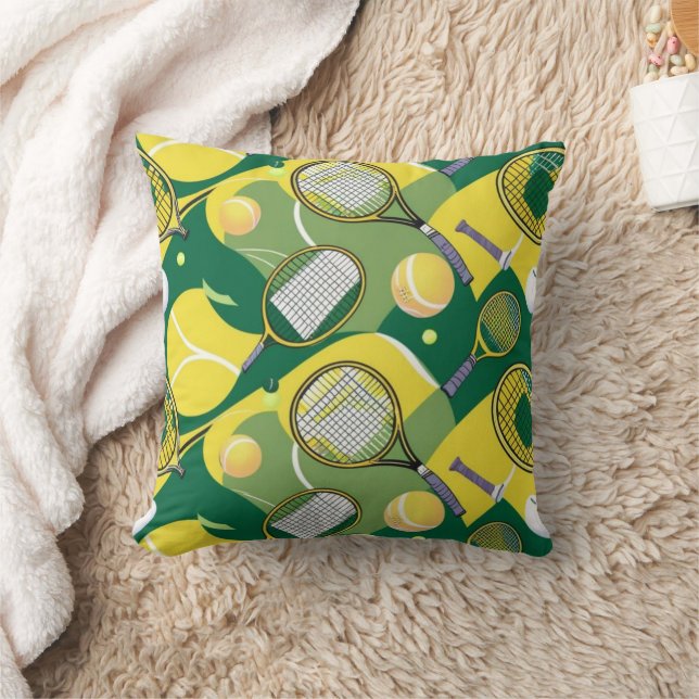 Tennis Themed with ball and racket  Cushion (Blanket)