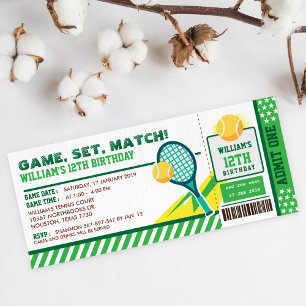 Tennis Ticket Pass Birthday Party Invitation