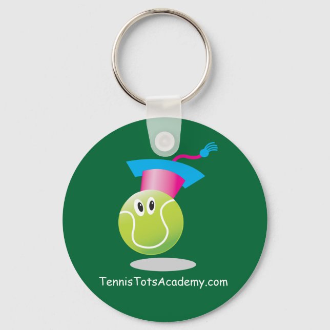 Tennis Tots Academy_Bouncee_personalized_on green Key Ring (Front)