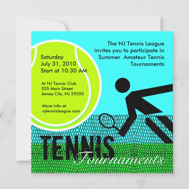 Tennis Tournaments Invitation 1 (Front)