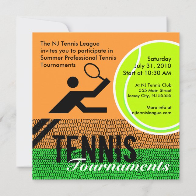Tennis Tournaments Invitation 2 (Front)