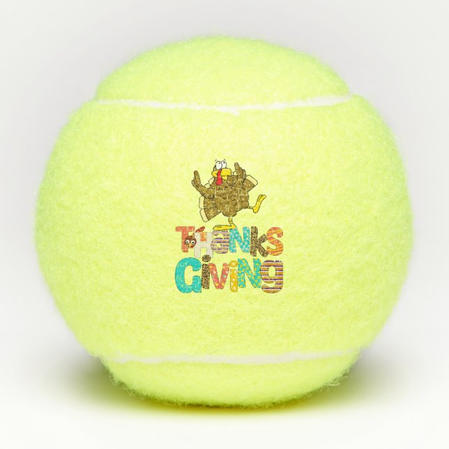Tennis Turkey Thanksgiving funny cartoon  Tennis Balls (Front)
