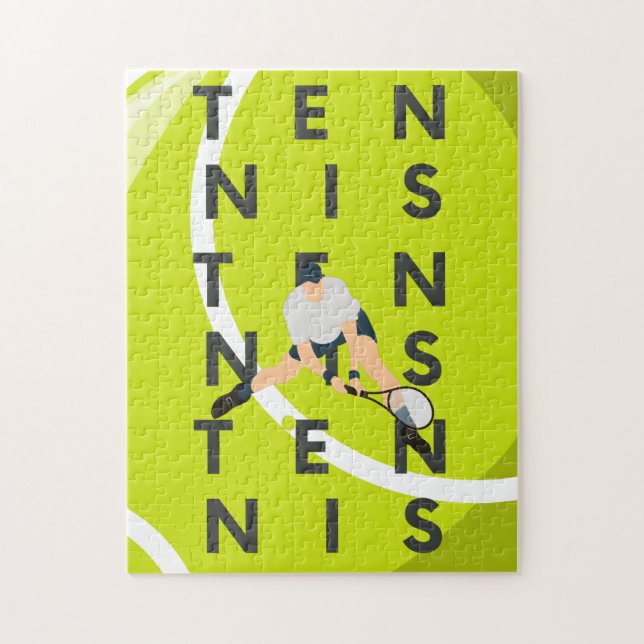 Tennis Typography Text & Player's Silhouette Kids  Jigsaw Puzzle (Vertical)