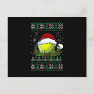 Tennis Ugly Christmas Santa Hat Family Pyjamas Xma Announcement Postcard