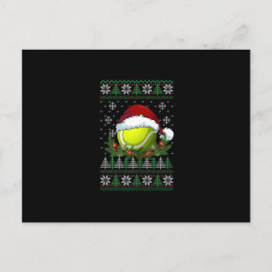 Tennis Ugly Christmas Santa Hat Family Pyjamas Xma Postcard