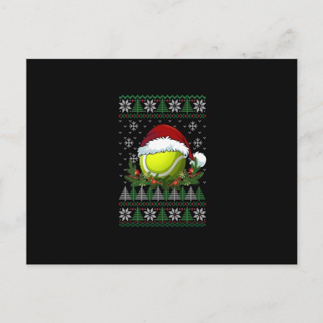 Tennis Ugly Christmas Santa Hat Family Pyjamas Xma Postcard (Front)