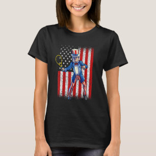 Tennis Uncle Sam 4th Of July  Men Boy American Fla T-Shirt