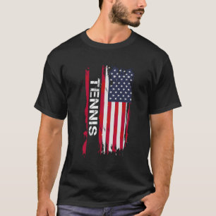 Tennis Usa Flag Gift For Tennis Players Coaches Fa T-Shirt