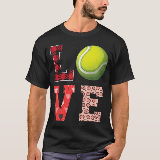 Tennis Valentines Day Tennis Player Love T-Shirt (Front)