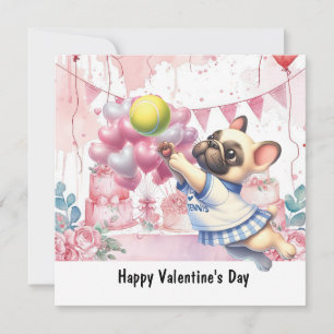 Tennis Valentine's Day with Hearts Love Holiday Card