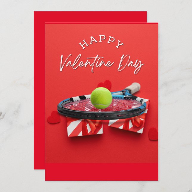 Tennis Valentine's Day with LOVE for Player red Ho Holiday Card (Front/Back)