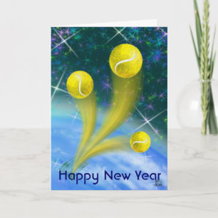 Tennis Victory Happy New Year party Holiday Card