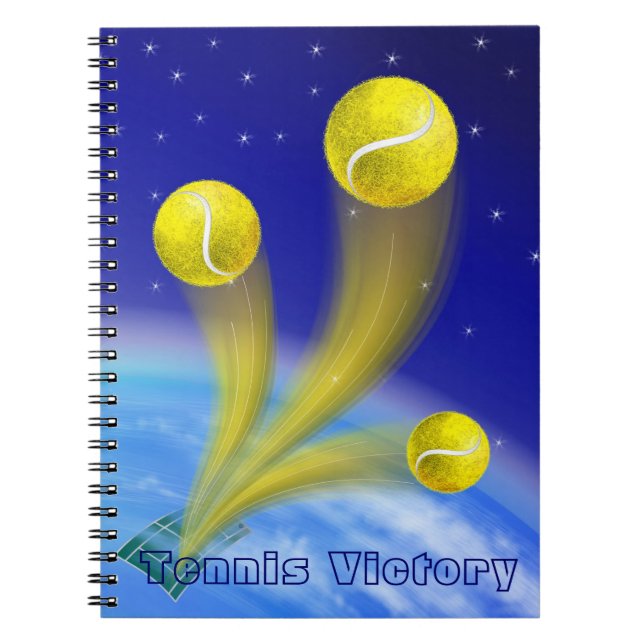 Tennis Victory, personalised Notebook (Front)