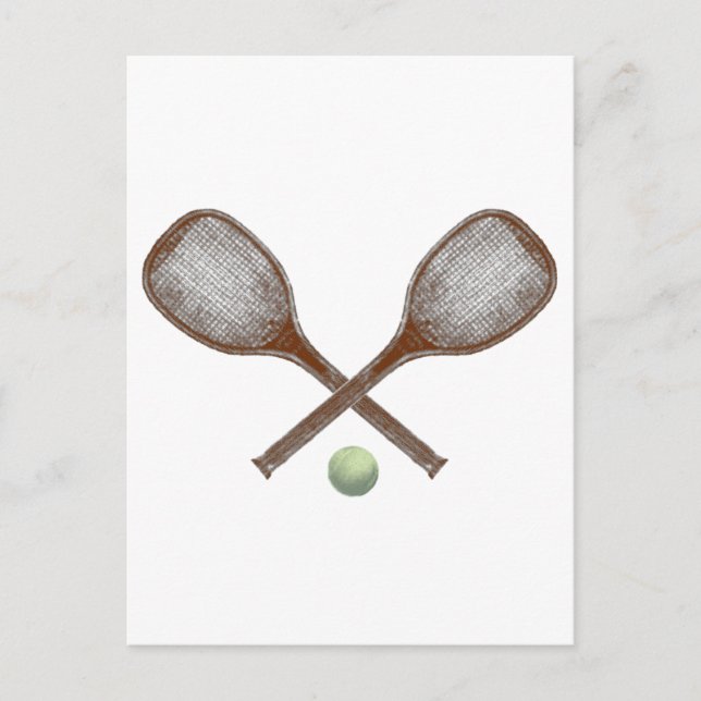 tennis vintage racket and ball postcard (Front)