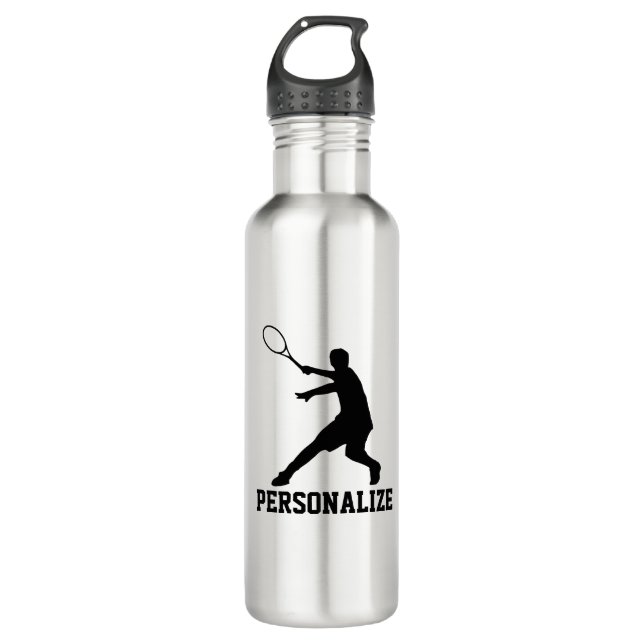 Tennis water bottle with personalised name (Front)