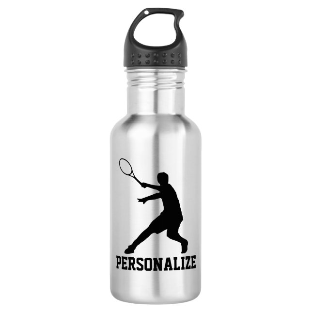 Tennis water bottle with personalised name (Front)