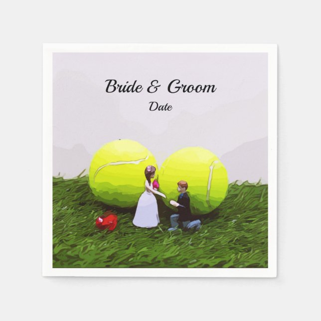 Tennis Wedding bride groom with tennis balls Napkin (Front)