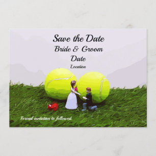 Tennis Wedding invitation card with bride groom