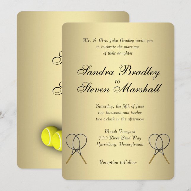 Tennis Wedding Invitations (Front/Back)