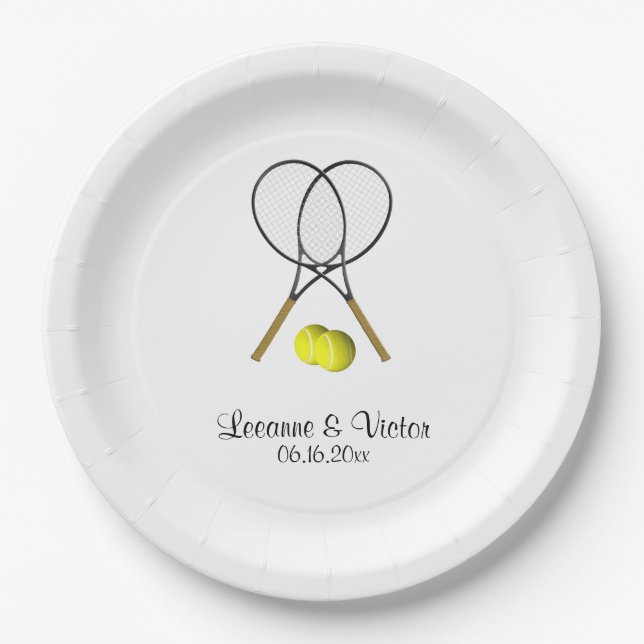 Tennis Wedding Personalised Paper Plate (Front)