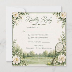 Tennis Wedding RSVP Card Elegant Court Response 