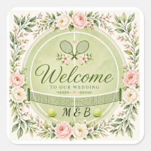 Tennis Wedding  Square Sticker