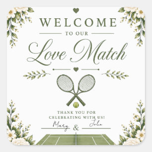 Tennis wedding thank you square sticker