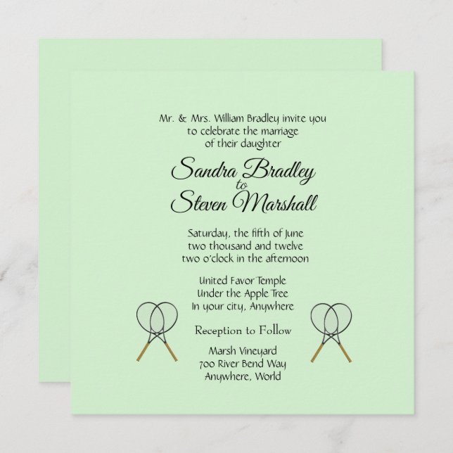 Tennis Wedding Theme Invitations (Front/Back)