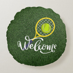 Tennis Welcome Home for Tennis Player Round Cushion