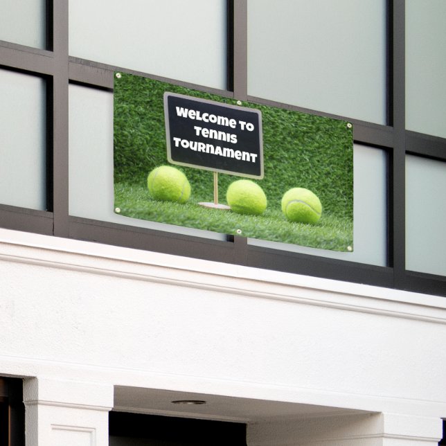 Tennis Welcome sign on green background banner (Outside Building)