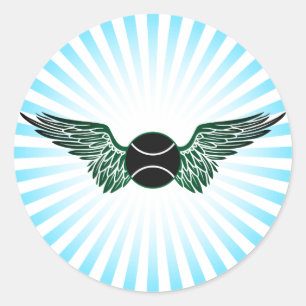 tennis. winged. classic round sticker