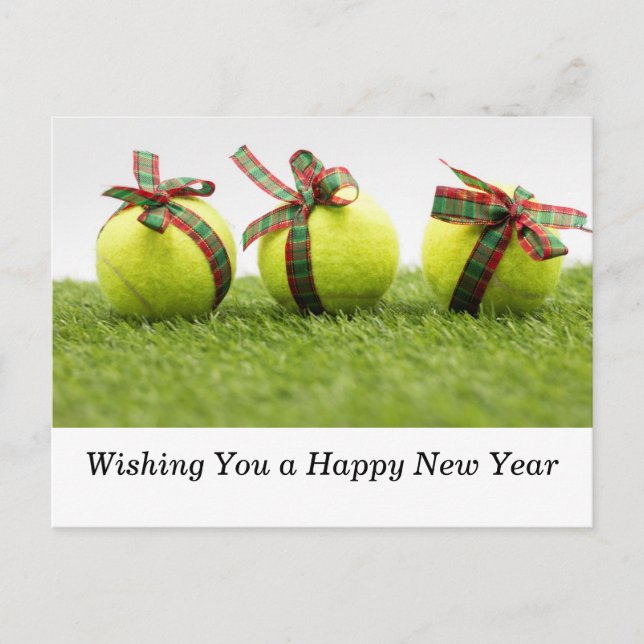 Tennis Wishing You a Happy New Year Holiday Postcard (Front)