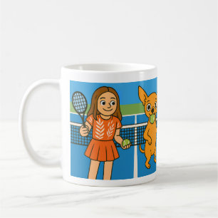 Tennis with a woman and a chihuhua coffee mug